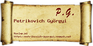 Petrikovich Györgyi névjegykártya